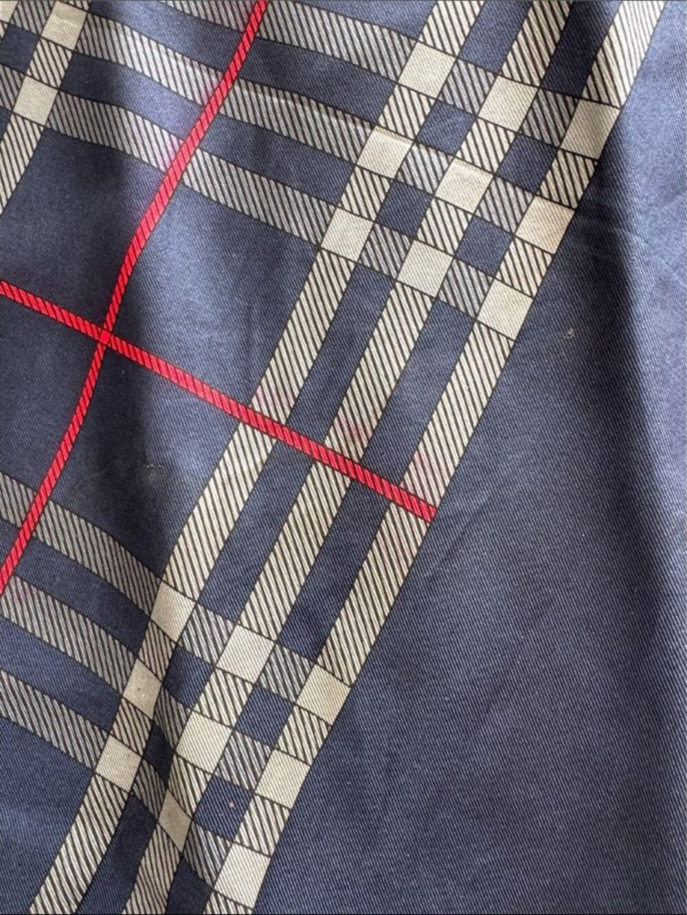 Vintage Burberry Silk Scarf Navy Plaid Nova Check Square Classic Luxury - Picture 7 of 16